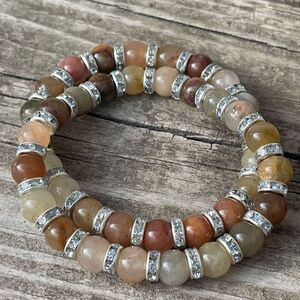 Garden phantom quartz rhinestone colorful 8mm ONE stretch bracelet NEW 7.5” rhon